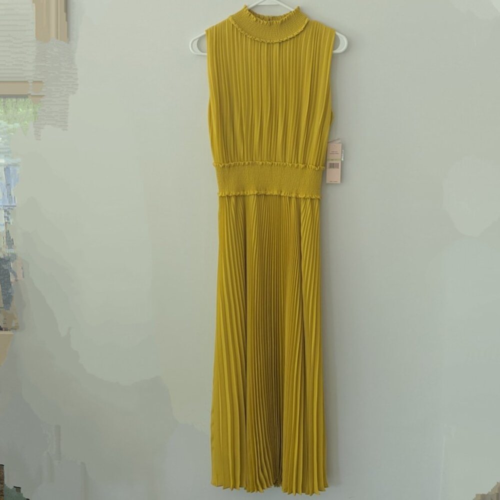 NWT Nanette Lepore Gold Pleated Gown Size 4